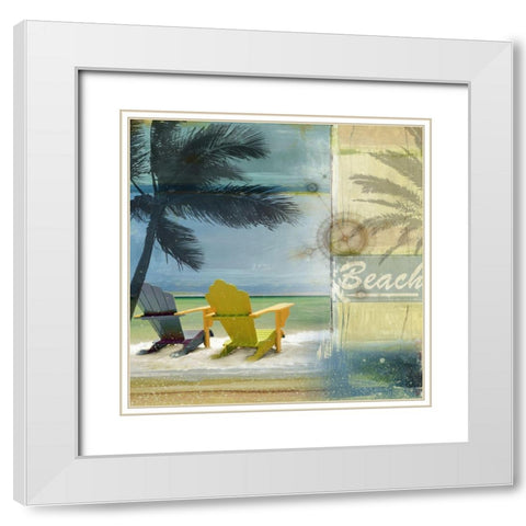 Beach White Modern Wood Framed Art Print with Double Matting by Franklin