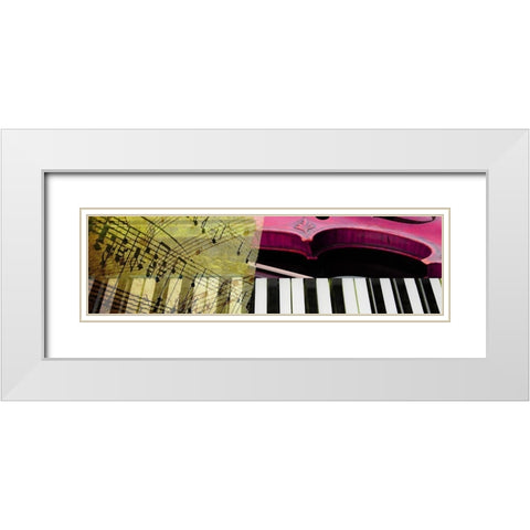 Hi Note II White Modern Wood Framed Art Print with Double Matting by Franklin