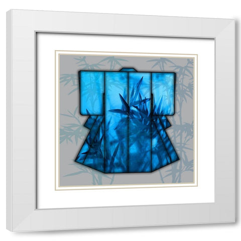 Kimona Blue II White Modern Wood Framed Art Print with Double Matting by Franklin