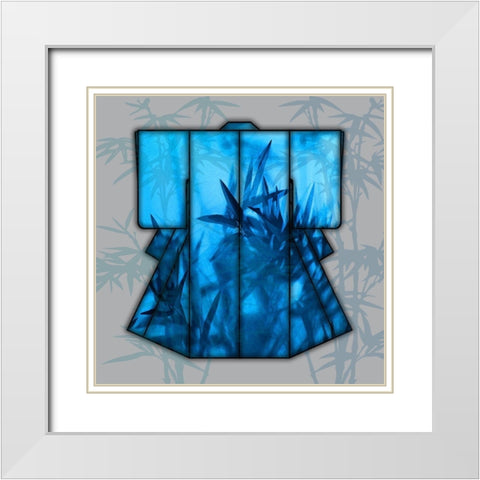 Kimona Blue II White Modern Wood Framed Art Print with Double Matting by Franklin