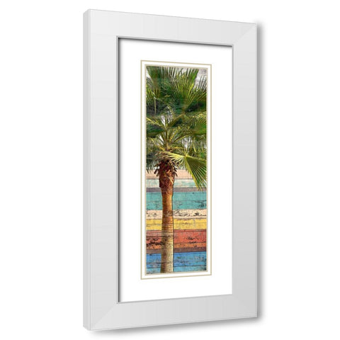 Palm Plank III White Modern Wood Framed Art Print with Double Matting by Franklin