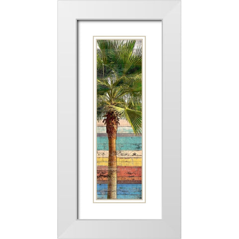 Palm Plank III White Modern Wood Framed Art Print with Double Matting by Franklin