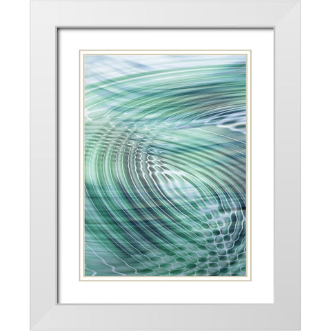 Movement II Teal White Modern Wood Framed Art Print with Double Matting by Franklin