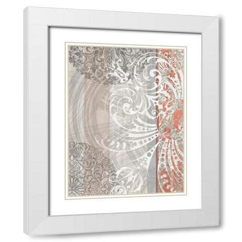 Patterns Coral II White Modern Wood Framed Art Print with Double Matting by Franklin