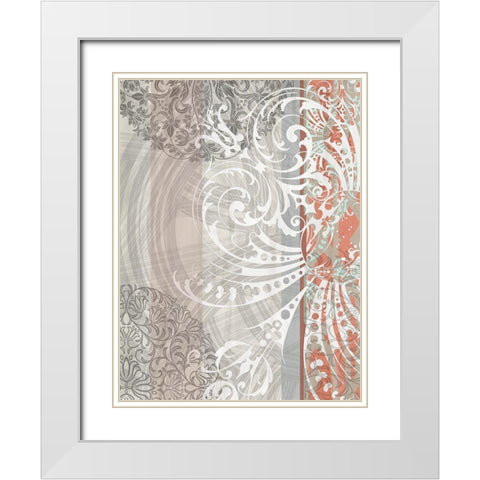 Patterns Coral II White Modern Wood Framed Art Print with Double Matting by Franklin