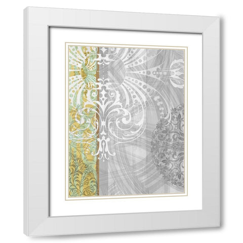 Patterns Saffron I White Modern Wood Framed Art Print with Double Matting by Franklin