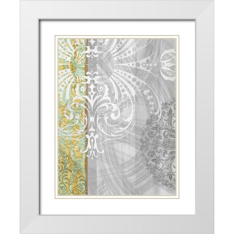 Patterns Saffron I White Modern Wood Framed Art Print with Double Matting by Franklin