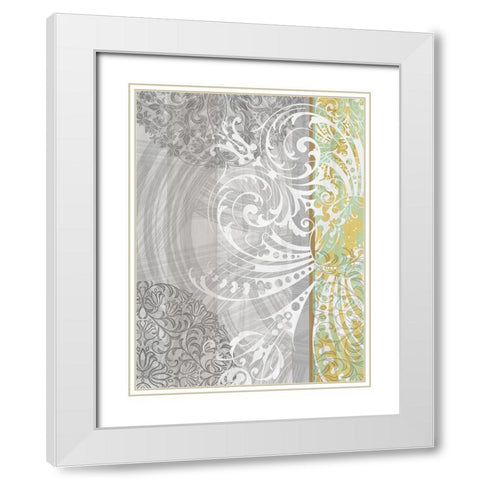 Patterns Saffron II White Modern Wood Framed Art Print with Double Matting by Franklin