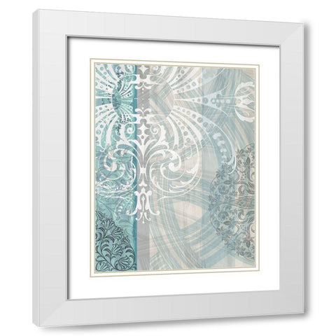 Patterns Teal I White Modern Wood Framed Art Print with Double Matting by Franklin