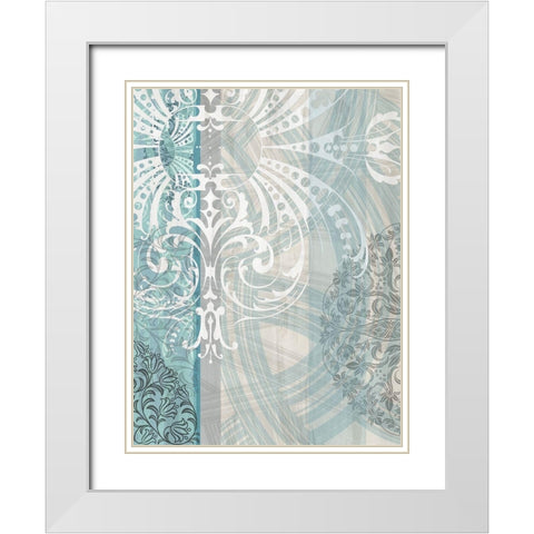 Patterns Teal I White Modern Wood Framed Art Print with Double Matting by Franklin