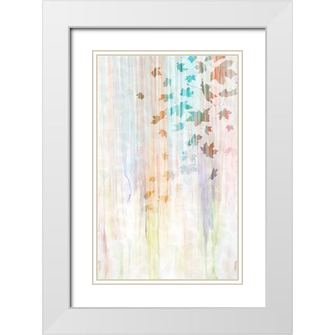 Falling Leaves II White Modern Wood Framed Art Print with Double Matting by Franklin