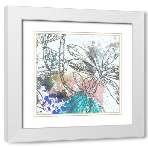 Tree Splatter Blue I White Modern Wood Framed Art Print with Double Matting by Franklin