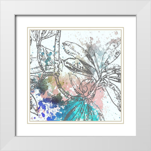 Tree Splatter Blue I White Modern Wood Framed Art Print with Double Matting by Franklin