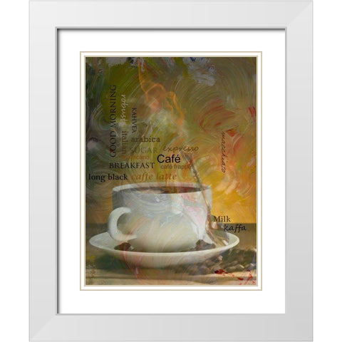 CafÃ© Espresso White Modern Wood Framed Art Print with Double Matting by Simons