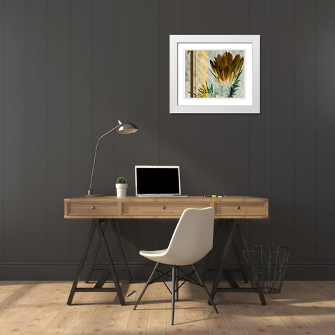 Desert Flower White Modern Wood Framed Art Print with Double Matting by Simons