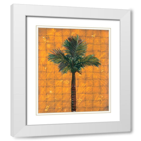 Fiesta Palm Amber White Modern Wood Framed Art Print with Double Matting by Simons