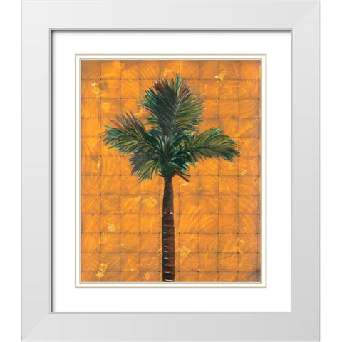 Fiesta Palm Amber White Modern Wood Framed Art Print with Double Matting by Simons