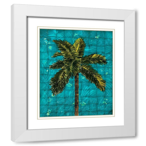 Fiesta Palm Turquoise White Modern Wood Framed Art Print with Double Matting by Simons