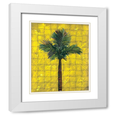 Fiesta Palm Yellow White Modern Wood Framed Art Print with Double Matting by Simons