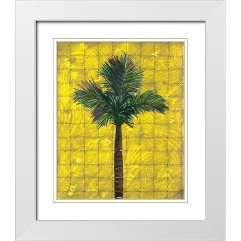 Fiesta Palm Yellow White Modern Wood Framed Art Print with Double Matting by Simons