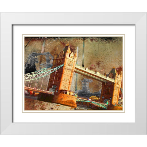 London Bridge White Modern Wood Framed Art Print with Double Matting by Simons