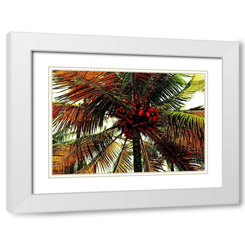 Neon Palm Hot White Modern Wood Framed Art Print with Double Matting by Simons