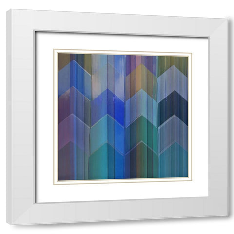 Pickets Blueberry  White Modern Wood Framed Art Print with Double Matting by Simons