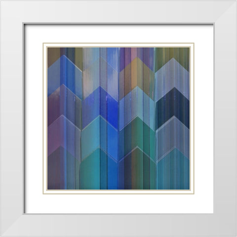 Pickets Blueberry  White Modern Wood Framed Art Print with Double Matting by Simons