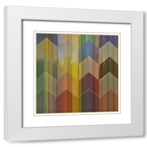 Pickets Multicolor White Modern Wood Framed Art Print with Double Matting by Simons