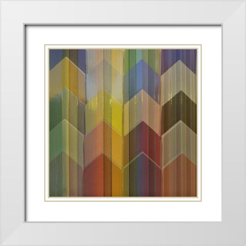 Pickets Multicolor White Modern Wood Framed Art Print with Double Matting by Simons