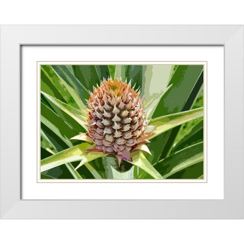 Pineapple Soon White Modern Wood Framed Art Print with Double Matting by Simons