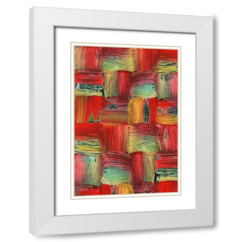 Plaid Play White Modern Wood Framed Art Print with Double Matting by Simons