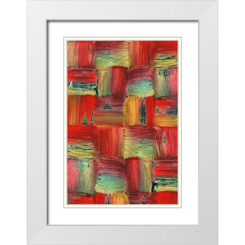 Plaid Play White Modern Wood Framed Art Print with Double Matting by Simons