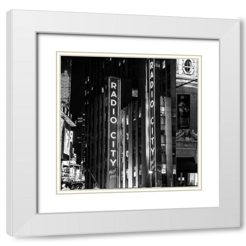 Radio City BnW White Modern Wood Framed Art Print with Double Matting by Simons