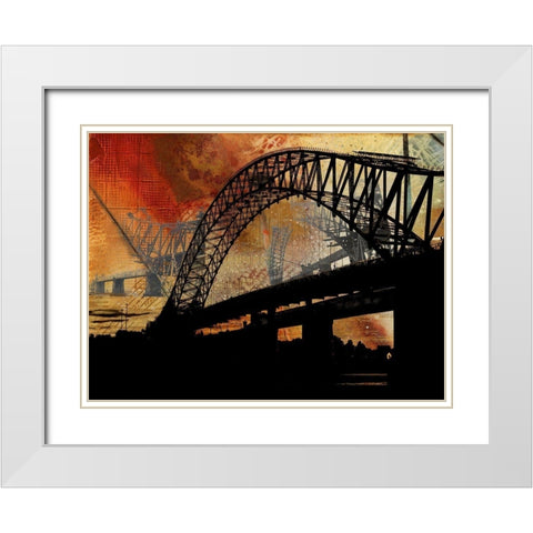 Silver Jubilee Bridge White Modern Wood Framed Art Print with Double Matting by Simons