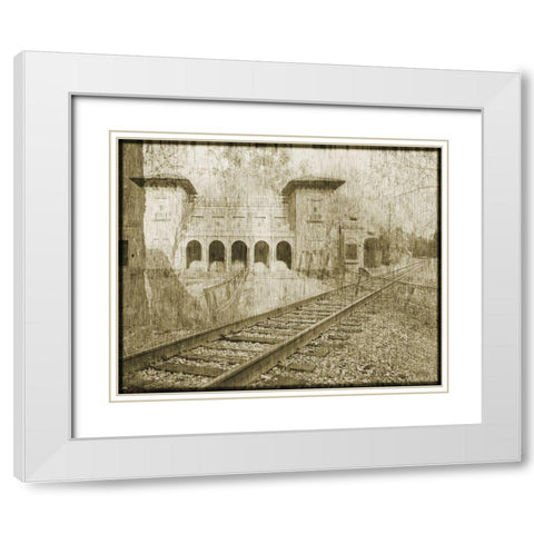 Station Railriad Collage White Modern Wood Framed Art Print with Double Matting by Simons