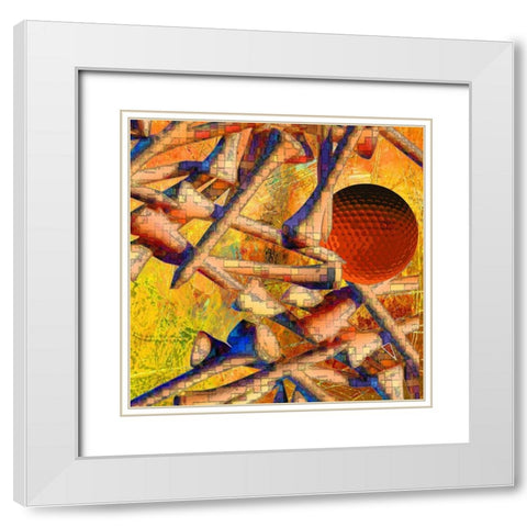 Teed Off III White Modern Wood Framed Art Print with Double Matting by Simons