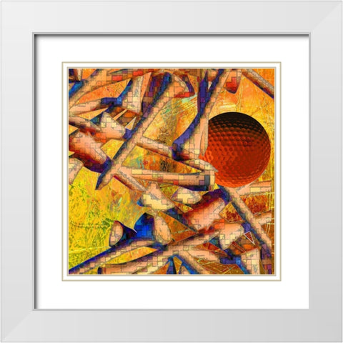 Teed Off III White Modern Wood Framed Art Print with Double Matting by Simons