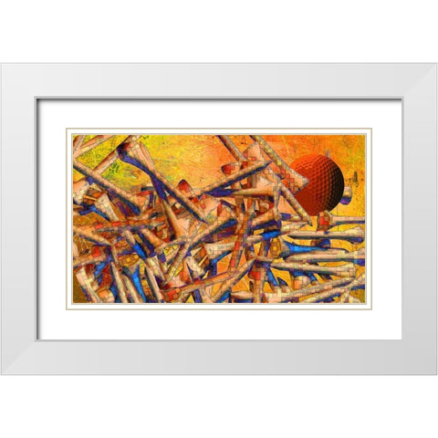 Teed Up II White Modern Wood Framed Art Print with Double Matting by Simons