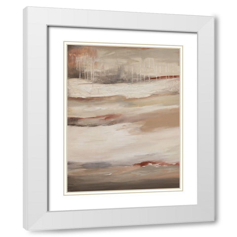 Earthtone Abstract B White Modern Wood Framed Art Print with Double Matting by Hinz