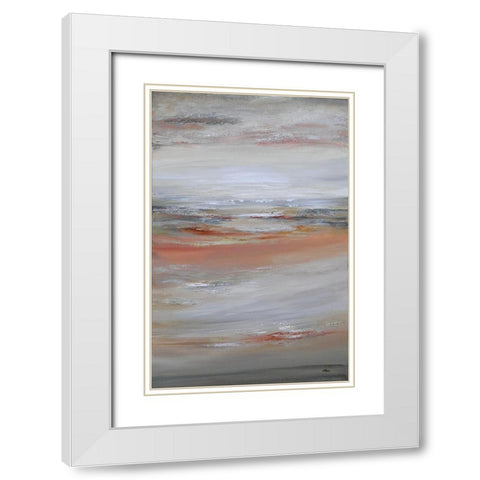 Abstract White Modern Wood Framed Art Print with Double Matting by Hinz