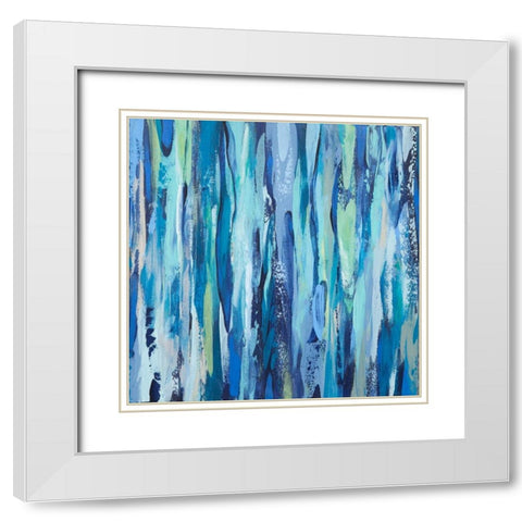 Abstract Blue Ribbon White Modern Wood Framed Art Print with Double Matting by Hinz
