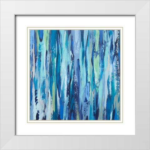 Abstract Blue Ribbon White Modern Wood Framed Art Print with Double Matting by Hinz