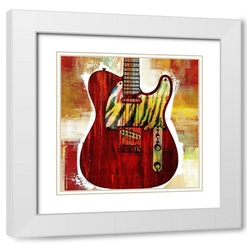 Grunge Guitar III White Modern Wood Framed Art Print with Double Matting by Johnson