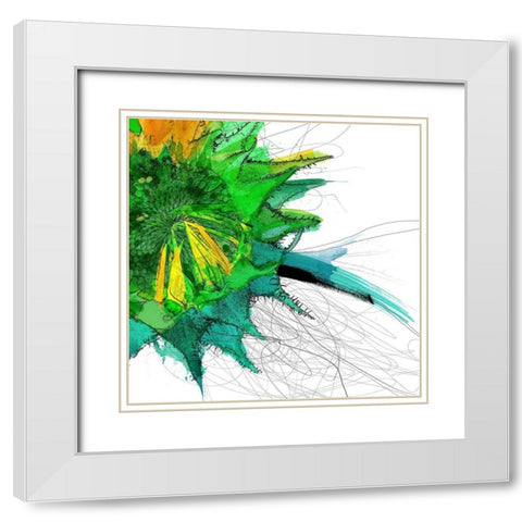 Sunflower Right White Modern Wood Framed Art Print with Double Matting by Johnson