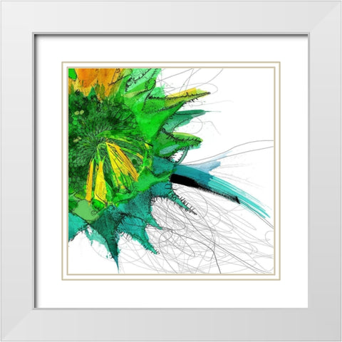 Sunflower Right White Modern Wood Framed Art Print with Double Matting by Johnson
