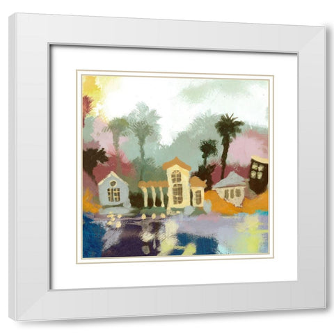 Little Toy Town II White Modern Wood Framed Art Print with Double Matting by Larson