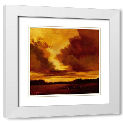 Burnished Sky I White Modern Wood Framed Art Print with Double Matting by Davis