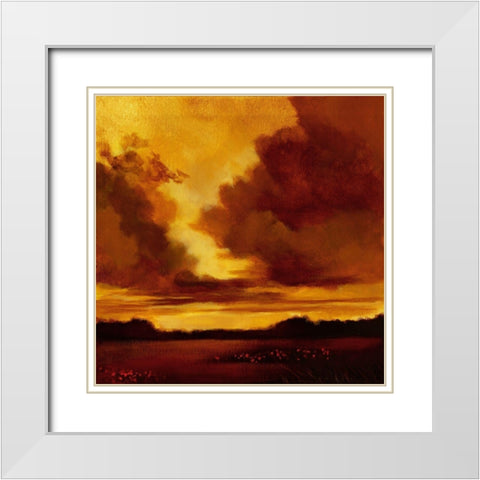 Burnished Sky I White Modern Wood Framed Art Print with Double Matting by Davis