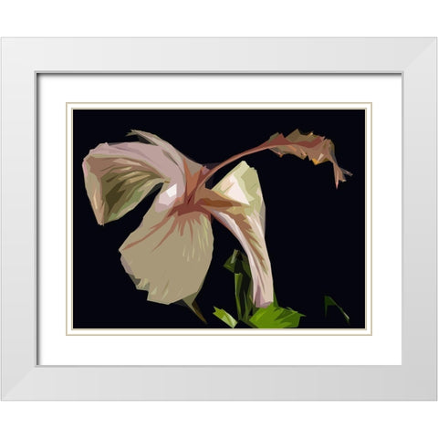 Cameo Hibiscis White Modern Wood Framed Art Print with Double Matting by Mack